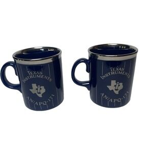 2 Vintage Texas Instruments Radar Upgrade Blue/Silver Coffee Mug TAMS England